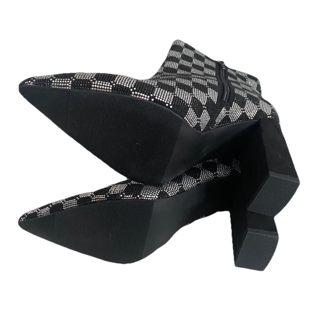 🆕 Wild Pair Ingridd Black & Silver Checkered Pointed Toe Dressy Booties Size 9M - Picture 11 of 13